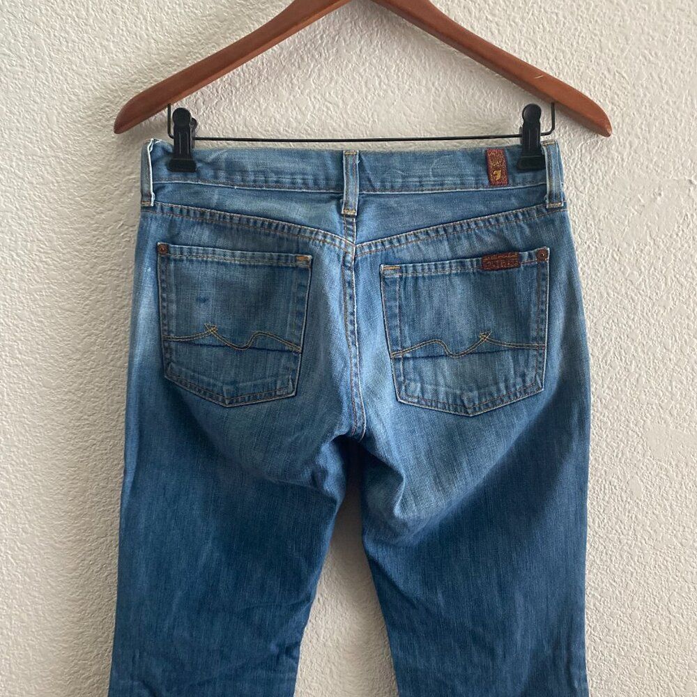 VTG Y2K 7 For All Mankind Low Rise Boot Cut Jeans 27 x 31.5 Medium Wash